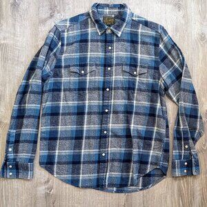 Lucky Brand Plaid Western Pearl Snap Men's Flannel size Large